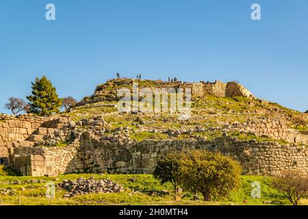 Paesaggio vista esterna della città di micenas, distretto del peloponneso, grecia Foto Stock