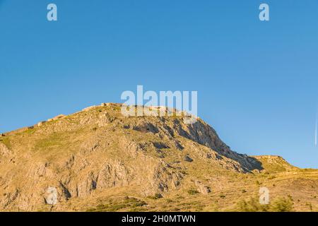 Paesaggio vista esterna della città di micenas, distretto del peloponneso, grecia Foto Stock