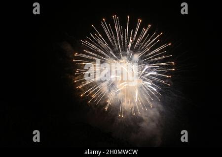 Fuochi d'artificio nel cielo notturno Foto Stock