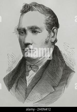 George Stephenson (1781-1848). Ingegnere britannico e inventore principale della locomotiva ferroviaria. Realizzato da George Setphenson e dal suo figlio Robert's Comp Foto Stock