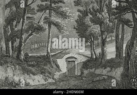 Stati Uniti d'America. Tomba di George Washington. Monte Vernon, Virginia. Incisione di Danvin. Panorama universale. Storia degli Stati Uniti di A. Foto Stock