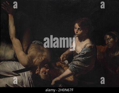 Valentin de Boulogne (1591-1632). Pittore barocco francese. Judith e Holofernes, 1624. Olio su tela. Museo Nazionale di Belle Arti Valletta. Malta. Foto Stock