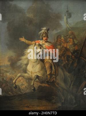 Giovanni III Sobieski (1629-1696), Re di Polonia e Granduca di Lituania. Sobieski alla battaglia di Vienna (12 settembre 1683), 1796, di Marcello Ba Foto Stock