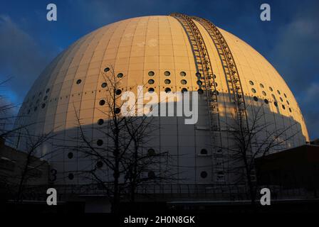 Ericsson Globe. Stadio coperto costruito tra il 1986 e il 1989 da Svante Berg e Lars Vretblad. Svezia, Stoccolma. Foto Stock