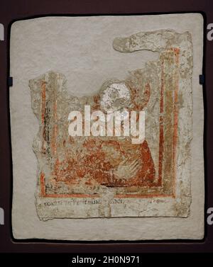 Madre di Dio col Bambino (Eleusa). Maria in una veste viola inchina la testa a Gesù e la abbraccia. Affresco. secoli xii-xiii. Parete orientale della sta Foto Stock