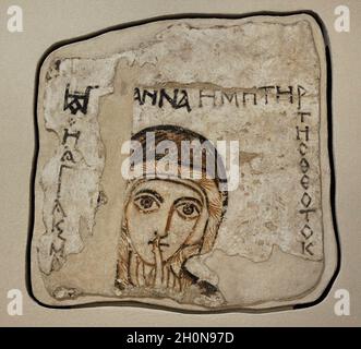 Affresco raffigurante Sant'Anna. viii-1a metà del ix secolo. Navata settentrionale. Cattedrale di Faras (Sudan). Galleria Faras. Museo Nazionale. Varsavia. Polonia Foto Stock