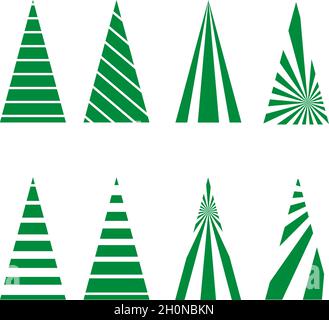 set di alberi di natale geometrici astratti Illustrazione Vettoriale