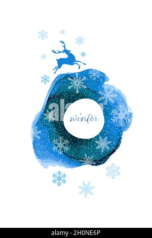 Cervo di Natale da modelli. Buon Natale. Ciao inverno. Illustrazione vettoriale Illustrazione Vettoriale