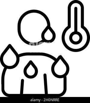Icona della temperatura corporea vettore di contorno. Controllare il coronavirus. Scansione del termometro Illustrazione Vettoriale