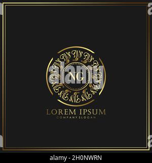 NG Initial Letter Luxury Logo template in Vector per Ristorante, Royalty, Boutique, Cafe, Hotel, Araldico, Gioielli, Moda e altri illustrat vettoriali Illustrazione Vettoriale