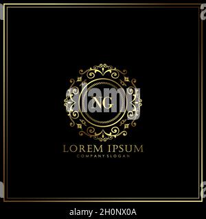 NG Initial Letter Luxury Logo template in Vector per Ristorante, Royalty, Boutique, Cafe, Hotel, Araldico, Gioielli, Moda e altri illustrat vettoriali Illustrazione Vettoriale