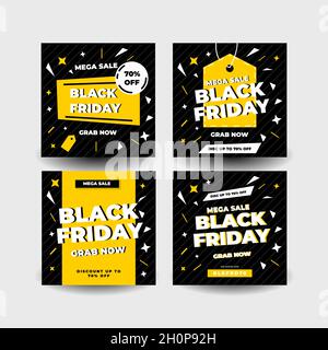 black friday vendita instagram post collezione flat design Illustrazione Vettoriale