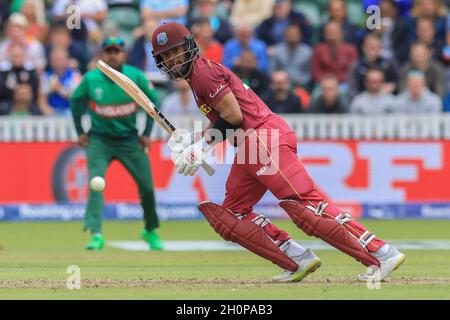 Taunton, Regno Unito. 17 giugno 2019. Il giocatore di cricket delle Indie Occidentali Shai Hope in azione durante la ventitreesima partita, ICC (International Cricket Council) Cricket World Cup tra Bangladesh e Indie Occidentali a Taunton in Inghilterra. Bangladesh ha vinto da 7 wickets (con 51 palle rimanenti) (Photo by MD Manik/SOPA Images/Sipa USA) Credit: Sipa USA/Alamy Live News Foto Stock