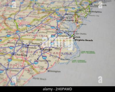 Mappa della città di Virginia Beach, Virginia Foto Stock