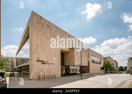 Centro comunitario Nordhausen, edificio multifunzionale con informazione, cultura, centro di istruzione e biblioteca cittadina Foto Stock