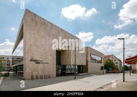 Centro comunitario Nordhausen, edificio multifunzionale con informazione, cultura, centro di istruzione e biblioteca cittadina Foto Stock