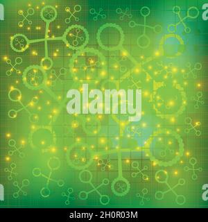 Sfondo verde della molecola astratta Illustrazione Vettoriale