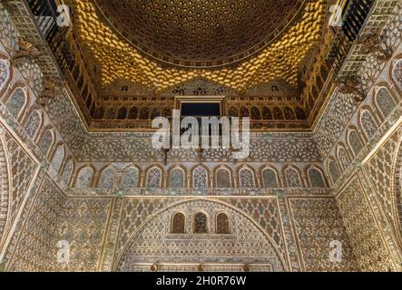 Sala degli Ambasciatori. Il reak Alcazar a Sevill, Spagna Foto Stock