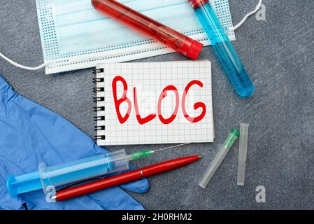 Blogquestion della didascalia concettuale. Panoramica aziendale regolarmente aggiornato sito web pagina gestita da individuale Scrittura Medicina laboratorio Foto Stock