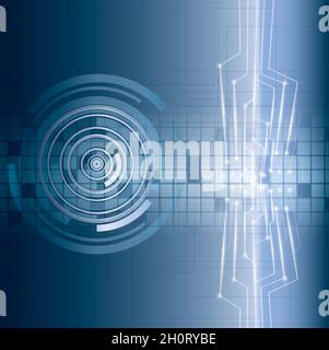 Astratto vettore futuristico circuito sfondo blu Illustrazione Vettoriale