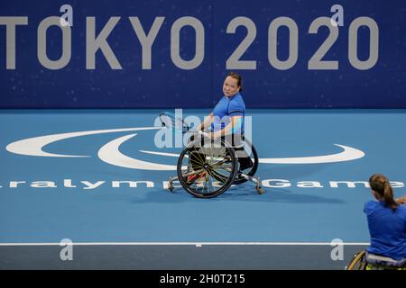 Tokyo, Giappone, 29 agosto 2021, Tokyo 2020 Paralimpic games, Femminile's chair tennis. BUBNOVA Liudmila, RPC Foto Stock