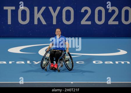 Tokyo, Giappone, 29 agosto 2021, Tokyo 2020 Paralimpic games, Femminile's chair tennis. BUBNOVA Liudmila, RPC Foto Stock