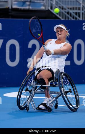 Tokyo, Giappone, 29 agosto 2021, Tokyo 2020 Paralimpic games, Women's chair tennis. Van KOOT Aniek Olanda Foto Stock