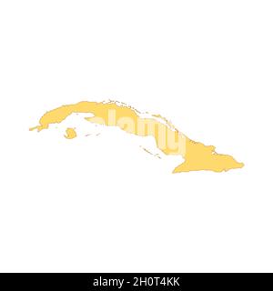Elemento della linea di colore della mappa di Cuba. Confine del paese. Elemento di progettazione GUI UI UX. Tratto modificabile. Illustrazione Vettoriale