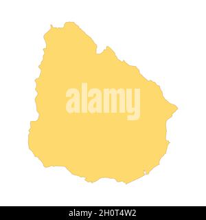 Elemento linea colore mappa Uruguay. Confine del paese. Elemento di progettazione GUI UI UX. Tratto modificabile. Illustrazione Vettoriale