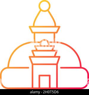 Swayambhu stupa gradiente lineare vettore icona Illustrazione Vettoriale