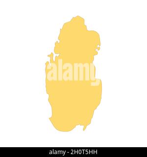 Elemento della linea di colore della mappa Qatar. Confine del paese. Elemento di progettazione GUI UI UX. Tratto modificabile. Illustrazione Vettoriale