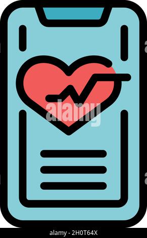 Icona del supporto medico online. Profilo online supporto medico vettore icona colore piatto isolato Illustrazione Vettoriale