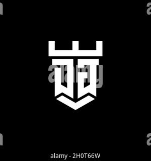Logo DG monogramma iniziale con modello di design a forma di castello isolato su sfondo nero Illustrazione Vettoriale