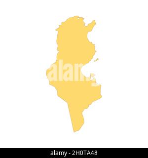 Elemento linea colore mappa Tunisia. Confine del paese. Elemento di progettazione GUI UI UX. Tratto modificabile. Illustrazione Vettoriale