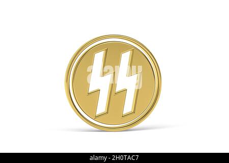 Icona del nazismo dorato isolata su sfondo bianco - rendering 3D Foto Stock