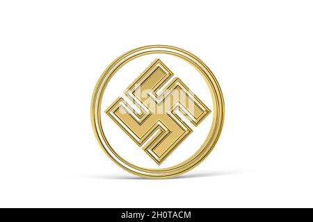 Icona del nazismo dorato isolata su sfondo bianco - rendering 3D Foto Stock