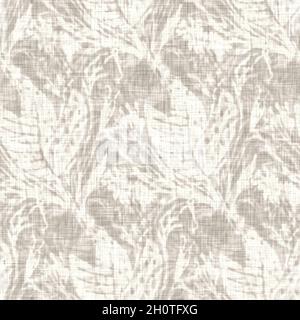 Tessuto di lino con motivo floreale grigio disegnato a mano. Capricci da giardino senza cuciture. Moderna primavera doodle floreale natura tessuto per arredamento casa. Botanico Foto Stock
