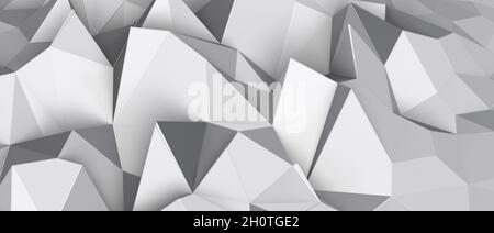 Rendering 3D della ripetizione geometrica poligonale bianca Foto Stock