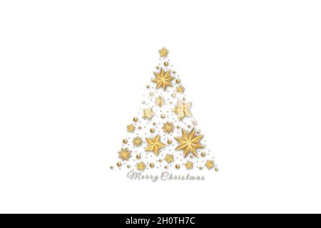 Buon biglietto di auguri di Natale con albero Foto Stock