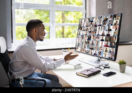 African Business Video Conference Business Webinar Meeting Foto Stock