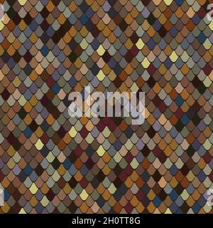 Piccoli elementi geometrici vengono utilizzati per creare una pelle rettile astratta. Ripetizione uniforme multicolore. Immagine vettoriale. Texture. Sfondo. Illustrazione Vettoriale
