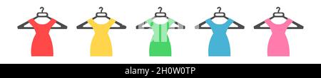 Colorato abito vettoriale icona Set Donna abbigliamento icone colore Illustrazione Vettoriale