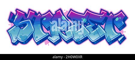 Street word in stile graffiti leggibile in blu brillante colori personalizzabili. Illustrazione Vettoriale