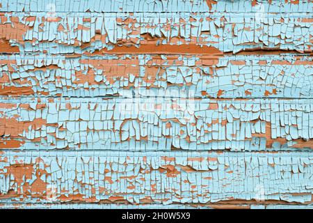 Legno pavimento che crea una bella superficie astratta con vernice blu vecchio graffiato Foto Stock