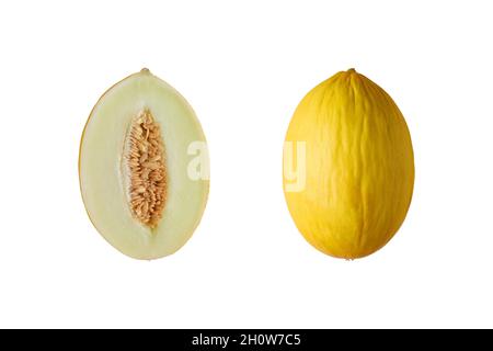 Melone isolato su sfondo bianco. Sfondo alimentare. Foto Stock