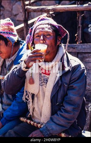 Mamacha Carmen festeggiamenti a Pisac, Valle Sacra di Cusco, Perù Foto Stock