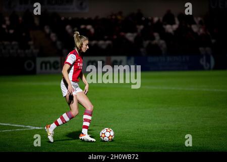 Londra, Regno Unito. 14 Ott 2021. UEFA Womens Champions League gioco di scena di gruppo tra Arsenal e TSG 1899 Hoffenheim al Meadow Park di Londra, Inghilterra. Credit: SPP Sport Press Photo. /Alamy Live News Foto Stock