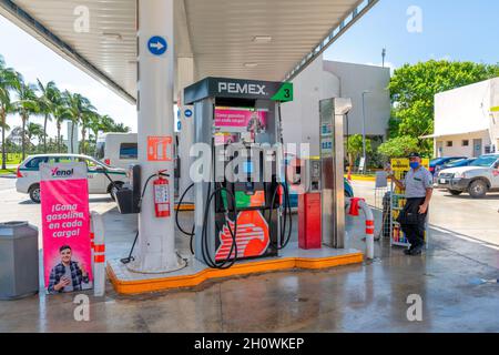 Pemex Gast Station, Cancun Foto Stock