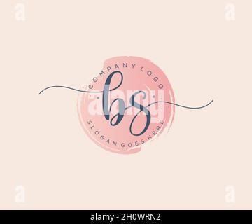 LOGO FEMMINILE BS. Utilizzabile per la natura, salone, centro benessere, cosmetici e loghi di bellezza. Elemento modello di disegno con logo a vettore piatto. Illustrazione Vettoriale