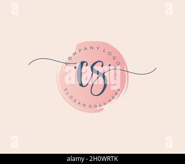 LOGO CS femminile. Utilizzabile per la natura, salone, centro benessere, cosmetici e loghi di bellezza. Elemento modello di disegno con logo a vettore piatto. Illustrazione Vettoriale